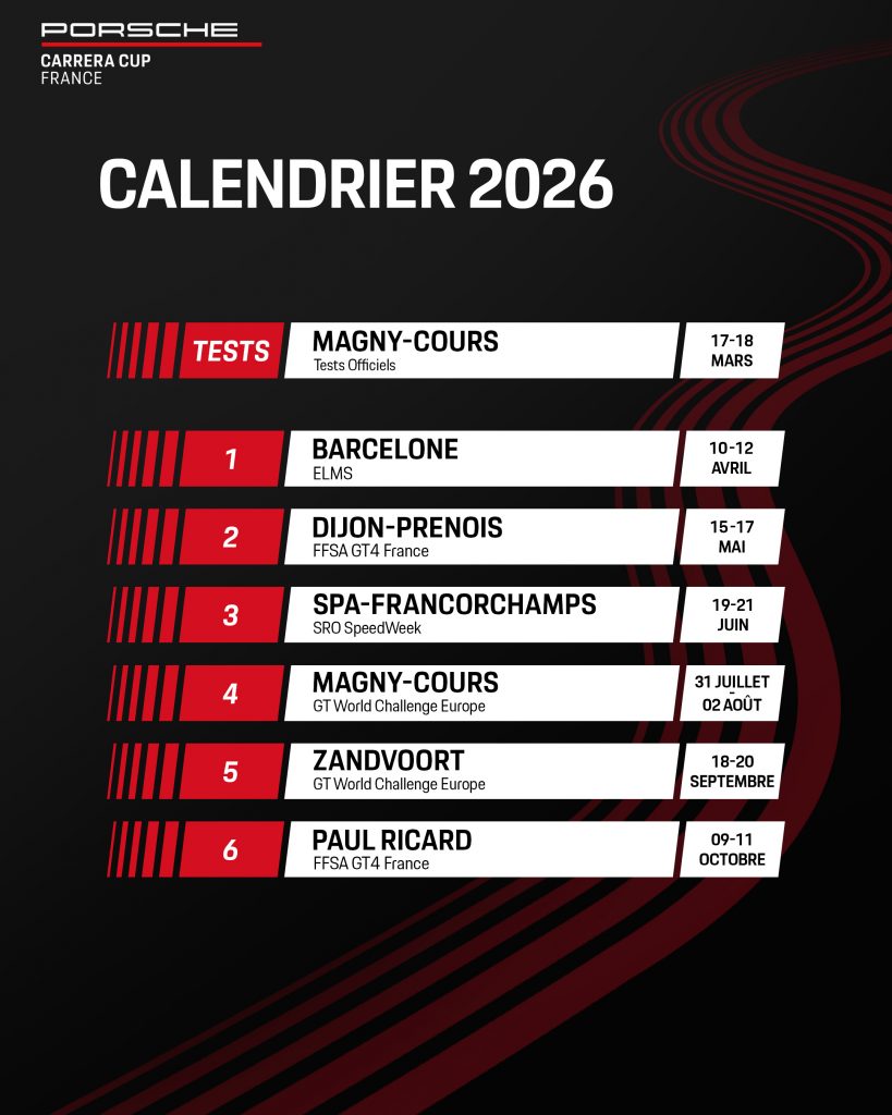 PCCF | La Porsche Carrera Cup France dévoile son calendrier 2026
